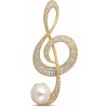 JwL Luxury Pearls perlová brošňa husľový kľúč 2v1 JL0702