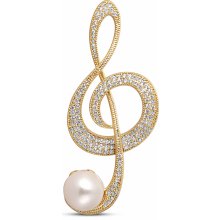 JwL Luxury Pearls perlová brošňa husľový kľúč 2v1 JL0702