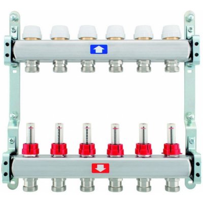 Itap Rozdeľovač podlahového kúrenia nerezový reg.prietokomer+termost.vent 11cestný 1"xEK IT917C111
