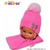 BABY NELLYS Zimné čiapky / čiapočka Mašlička - pastelovo ružová, 80-92 (12-24m)