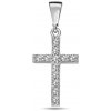 Lillian Vassago Prívesok krížik so zirkónmi, biele zlato LLV98-GP092W