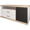 Decodom MANHATT B 37 BIA/BAR KOMPL MBAR 5312558 - skrinka na TV, Biela arctic / Biela arctic vysoký lesk / Dub pílený bardolino