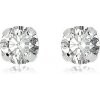 Šperky eshop - Náušnice z bieleho zlata 375 - okrúhly zirkón v transparentnom odtieni, štyri paličky, 3 mm S1GG41.32