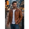 Max Original Leather Pánska kožená bunda DAMIAN cognac Farba: Cognac, Veľkosť: XL 50-52