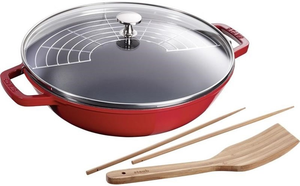 Staub Wok so sklenenou pokrievkou 30 cm grafitovo sivý