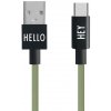 DESIGN LETTERS Textilný kábel USB-C Forest Green 1 m
