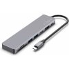 7-portový hliníkový USB-C FIXED HUB Card pro notebooky a tablety, šedý FIXHU-CAD-GR
