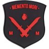 3D PVC Nášivka/Patch Memento Mori shield dagger - čierno/červená