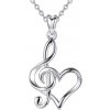 For Silver Náhrdelník s príveskom Srdce s husľovým kľúčom - Striebro 925