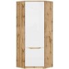 BRW Rohová skriňa NUIS SZFN1D dub wotan/biely lesk nábytkárska doska 78 cm x 197.5 cm x 78.5 cm