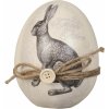 Clayre & Eef Dekoračné vajíčko s motívom zajaca a mašličkou - Ø 12 * 14 cm - Clayre & Eef