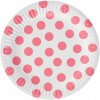 Godan Papierové taniere - Biele s ružovými bodkami 18 cm 6 ks