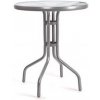 Stôl Happy Green 50XG4027S, kovový se skleněnou deskou pr. 60 cm, stříbrný