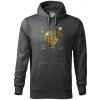 Bitcoin logo s grafmi - Mikina pánska Cape s kapucňou - 3XL ( Tmavá bridlica (sivá so zeleným nádychom) )