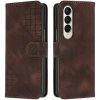 Peňaženkové kožené puzdro Grid Butterfly na Samsung Galaxy Z Fold 3 5G - Kávová