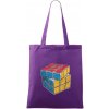 Rubikova kocka kreslená - Taška bavlnená - 42 x 38 cm ( Fialová )