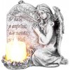 Dekorácia MagicHome, Anjel so sviečkou, LED, polyresin, na hrob, 12x8x12 cm
