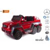 Beneo Elektrické autíčko Mercedes Benz G63 6X6 lakované LCD obrazovka 6 Kolies Podsvietené kolesá Pohon 4x4 12V14AH Prenostné batérie GUMENÉ kolesá Čalúnené sedadlo 24 GHz červená