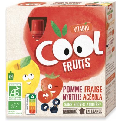 VITABIO Ovocné BIO kapsičky Cool Fruits jablko jahody čučoriedky a acerola 4 x 90 g