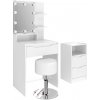 Vicco Vanity table Ruben, with drawer cabinet, LED lighting and stool, Biela