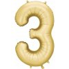 BALÓN FÓLIOVÝ ČÍSLO 3 SATÉNOVÝ ZLATÝ VEĽKÝ 86cm NARODENINY