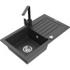 Mexen Pablo, granitový drez 752x436x161 mm, 1-komorový a čierna škvrnitá batéria Rita, čierna škvrnitá, 6510-76-670300-76
