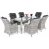 Ratanea Záhradná jedálenská súprava KINGSTON 180 svetlo-sivá + tmavé podušky