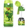 Detská termo fľaša z nerezovej ocele so slamkou JARLSON CHARLI Dinosaurus 350 ml