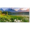 Foto obraz sklo tvrzené Jazero v horách 100x50 cm