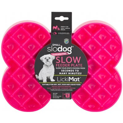 LickiMat SloDog Small lízací zpomalovací miska kost růžová