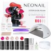 NeoNail Adorable Spread Love, Merry Bright, Shinny Rose, Rosy Memory, Candy Cane gél na nechty 5 x 3 ml + podkladový lak na nechty 7,2 ml + vrchný lak na nechty 7,2 ml + LED 21W/48 LED lampa na úpravu