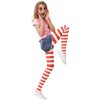 Party Detské pruhované pančuchy na karneval bielo červené