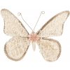Clayre & Eef Béžová dekorácia motýľ zdobený čipkou - 30*3*24 cm - Clayre & Eef