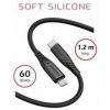 SWISSTEN DATOVÝ KABEL SOFT SILICONE USB-C / LIGHTNING 1,2 M 60W ČERNÝ 71535010