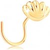 Šperky eshop - Zahnutý zlatý piercing do nosa 585 - lesklá morská mušľa S2GG140.08