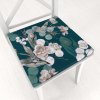Biante Teflónový štvorcový podsedák TF-058 Kvety s eukalyptom na tmavo zelenom - 38x38x3 cm