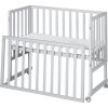 roba Detská postieľka a prídavná postieľka safe asleep® 3 v 1 – 45 x 90 cm – výškovo nastaviteľná – kompletná prídavná postieľka s matracom + plátená bariéra – sada postieľok pre bábätká – drevo taupe