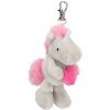 Plyšový prívesok jednorožec s karabínou Ylvi, sivý s ružovým srdcom