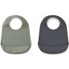 Silikónový podbradník Liewood Tilda 2ks: Faune green - Stone grey