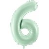 PartyDeco Fóliový balón narodeninové číslo 6 pastelovo-zelený 72 cm