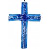 Sklenený kríž na stenu tmavomodrý vrstvený malý