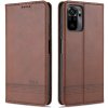 Peňaženkové kožené puzdro AZNS Calf na Xiaomi Redmi Note 10/10S - Tmavo hnedá