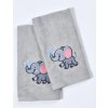 Uterák froté pre deti s výšivkou, Slon, šedý, 30 x 50 cm