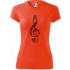 Husľový kľúč z nôt - Dámske Fantasy športové (dresovina) - XL ( Neónová oranžová )