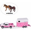 Hračka auto ružové s konským prívesom