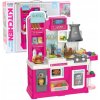 Detská kuchynka s obehom vody, zmena farby potravín, para, ružová, 64 dielov
