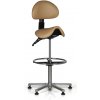Pracovná stolička ELEN, sedák v tvare sedla, klzáky, béžová
