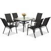 Modena/Bitonto čierny záhradný stolový nábytok pre 6 osôb so štvorcovým stolom Garden Point