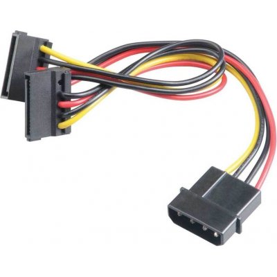 AKASA kabel SATA redukce napájení ze 4pin Molex konektoru na 2x SATA, 30cm