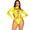 Leg Avenue Seamless Thong Back Bodysuit Neon Yellow